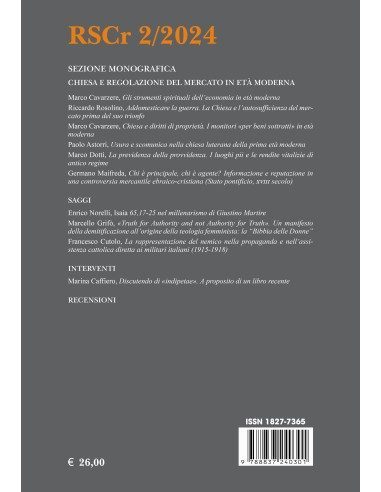 Chiesa e regolazione del mercato in età moderna