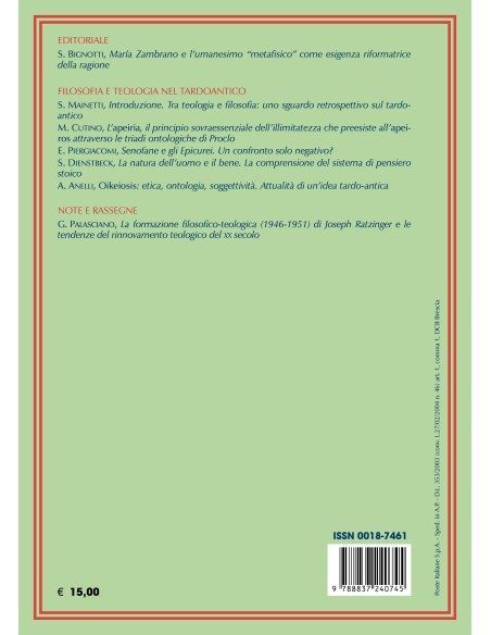 Filosofia e teologia nel tardoantico