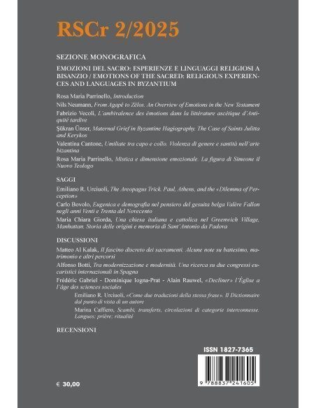 Emozioni del sacro: esperienze e linguaggi religiosi a Bisanzio. Emotions of the Sacred: Religious Experiences and Languages in 