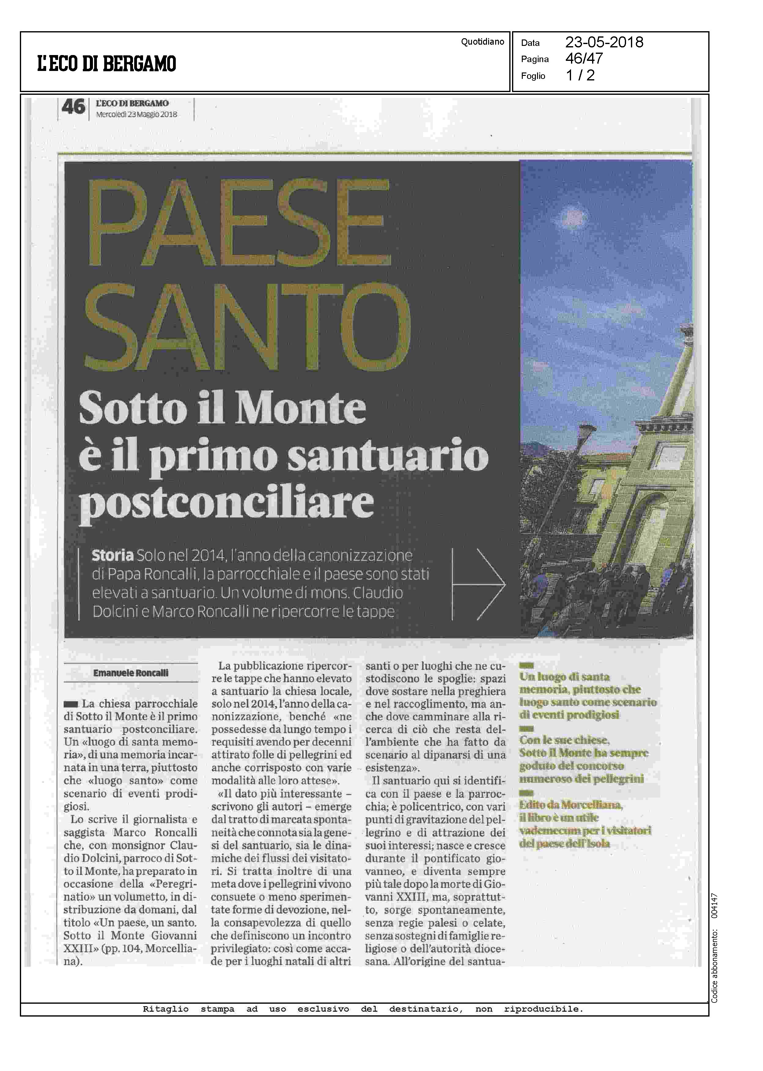 Morc Eco di Bg 23 5 2018  Dolcini_Pagina